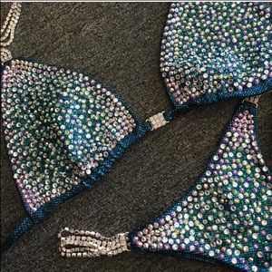 Crystal Embellished Blue Bikini